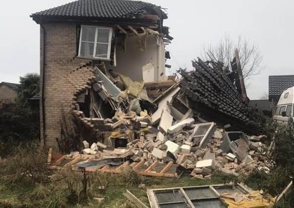 The scene of the explosion. Pic Lincs police social media.