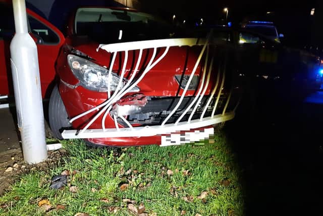 The crashed car