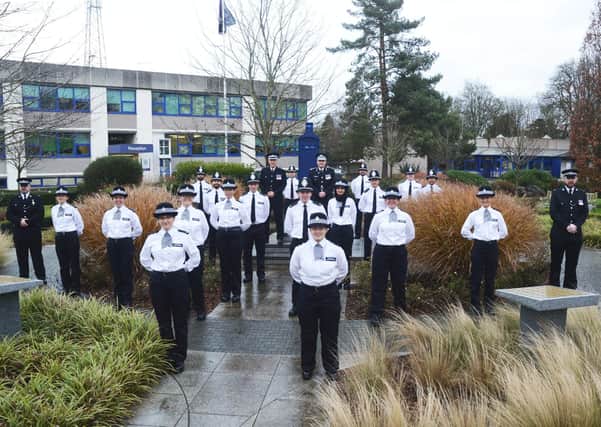 New recruits outside the force headquarters in Huntingdon on Monday (December 21).