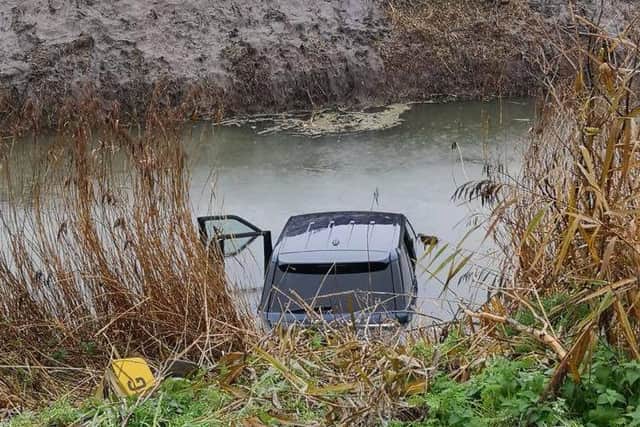 The partially submerged car. Pic: Ben Davis