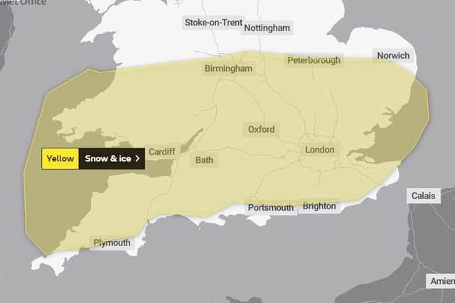The Met Office yellow alert covers Peterborough.
