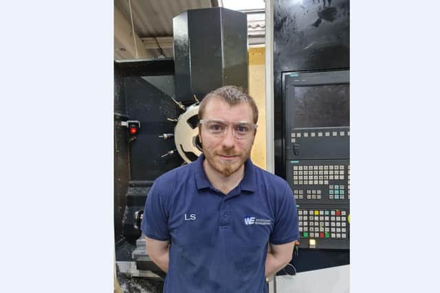 Leon Stephenson at his new job at Westcombe Engineering.