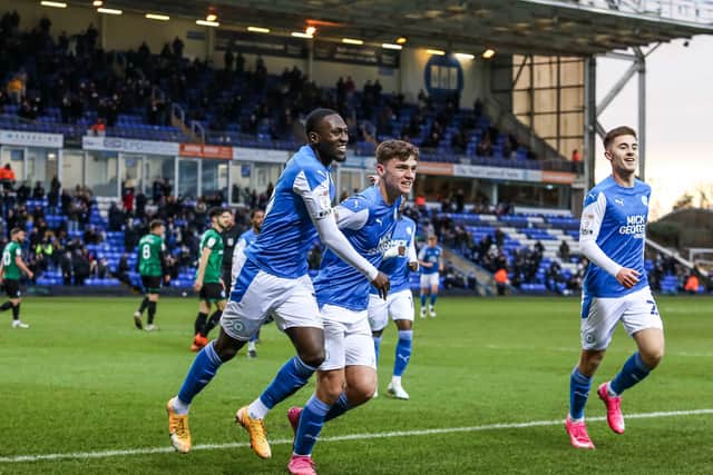 Posh youngsters, from left, Idris Kanu, Harrison Burrows and Flynn Clarke brightened up the end of 2020. Photo: Joe Dent/theposh.com.