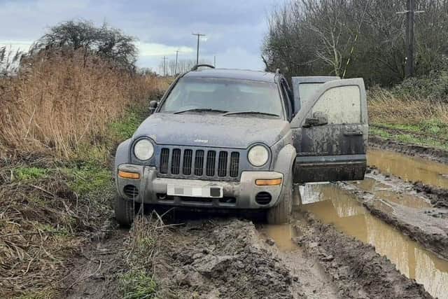 The Jeep involved in the incident.