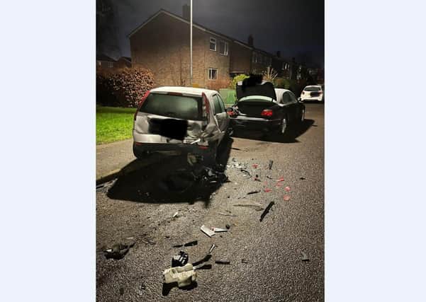 Parked cars were hit on Mere View, Yaxley yesterday (January 7).