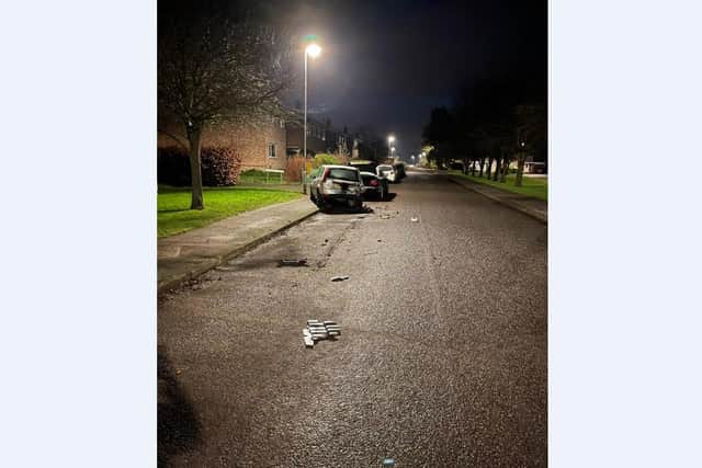 Parked cars were hit on Mere View, Yaxley yesterday (January 7).