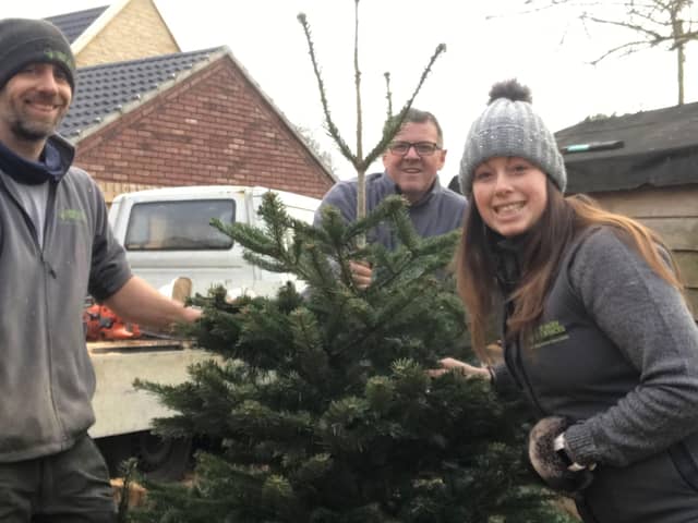 Andy and Lucy Stone from Nene Valley Tree Services with groundsman Pip Horsnail.