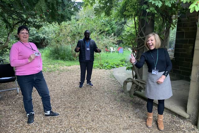 Floating support staff Davina Lescott (left), Wellington Makaka (middle) and Marie McGill before the current lockdown