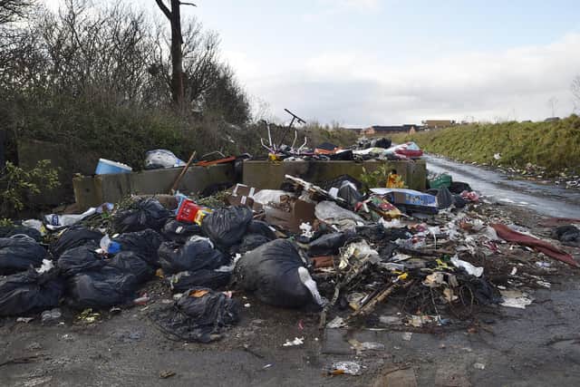 Fly-tipping on Norwood Lane at the junction with Newborough Road EMN-210401-132355009