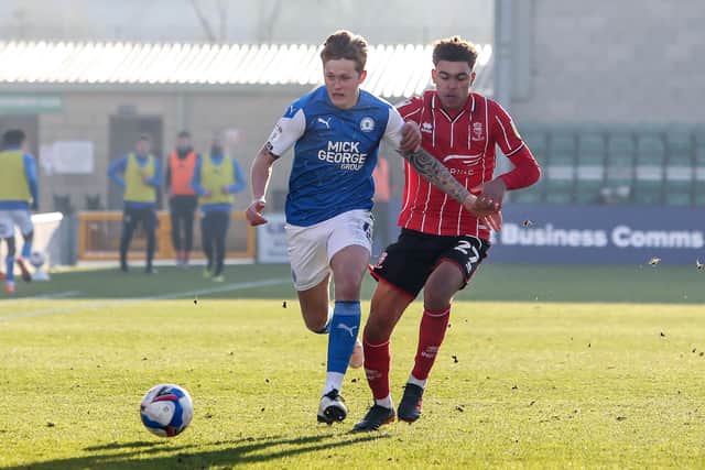 Frankie Kent in action for Posh at Lincoln City. Photo: Joe Dent/theposh.com.