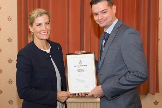 Darren Allen-Exton in 2015 receiving a special commendation from HRH Countess of Wessex (image taken by SAC Gary Kearney)