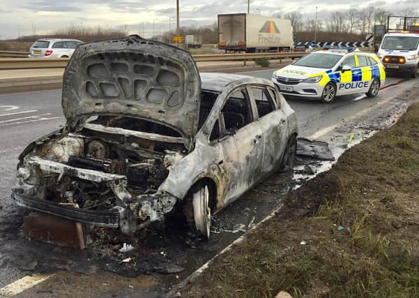 Vauxhalll Astra burnt out on the A47.