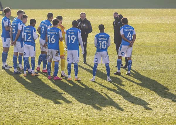 Posh manager Darren Ferguson held a half-time teamtalk on the pitch at Lincoln City last weekend.