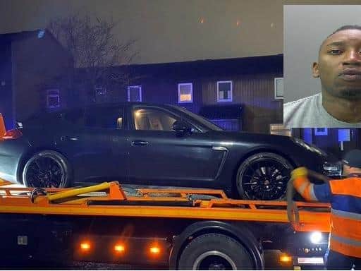 Bruno Te (inset) and the Porsche being towed away
