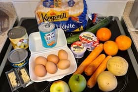A £15 food parcel given to a Peterborough parent to last a week