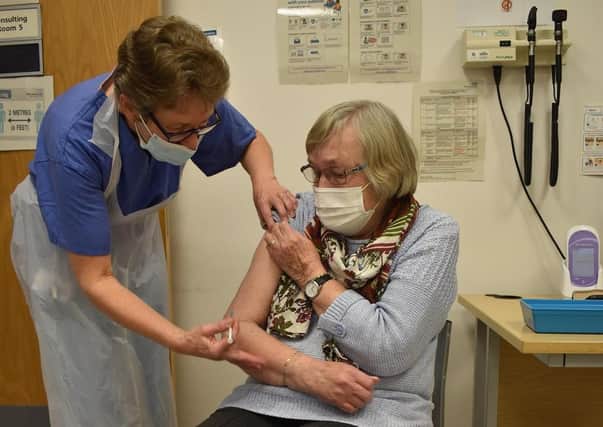 The COVID vaccine being administered at Peterborough City Hospital.