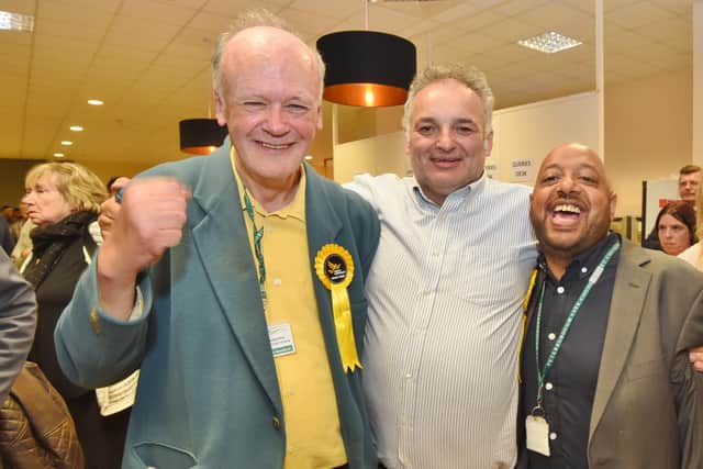 Peterborough Lib Dem councillors Nick Sandford, Christian Hogg and Asif Shaheed. Photo taken pre-coronavirus