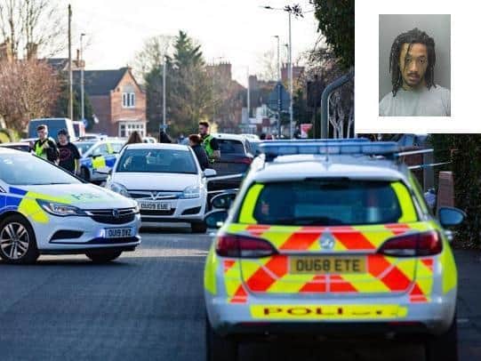 Police at the scene and inset, Zak Miller-Branch