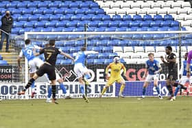 MK Dons on the attack at Posh. Photo: David Lowndes.