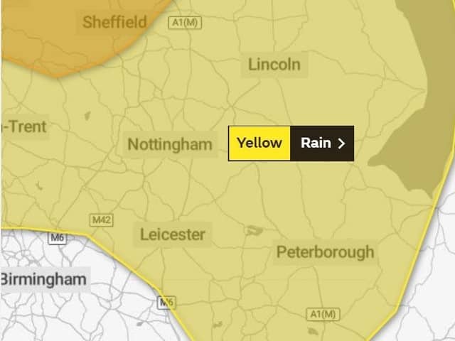 The Met Office has issued a Yellow warning for heavy rain covering Peterborough.