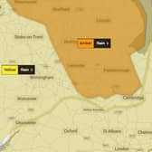 The Met Office amber warning for heavy rain covering Peterborough.