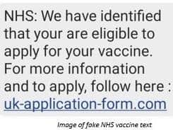 An example of a scam text message