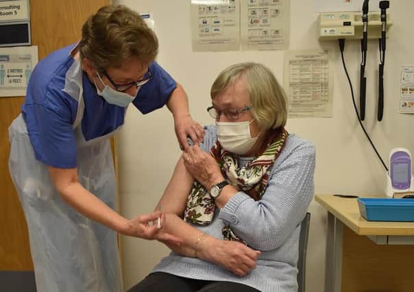 Covid-19 vaccine being administered at Peterborough City Hospital.