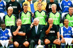 Peter Boizot (front, centre) and the 2000-01 Posh squad.
