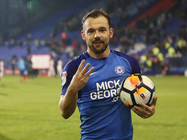 Danny Lloyd after his hat-trick for Posh at Tranmere in November, 2017.