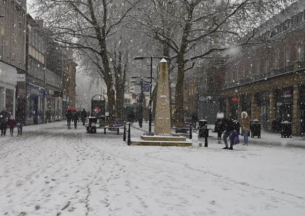 Snow fell across Peterborough on Sunday.