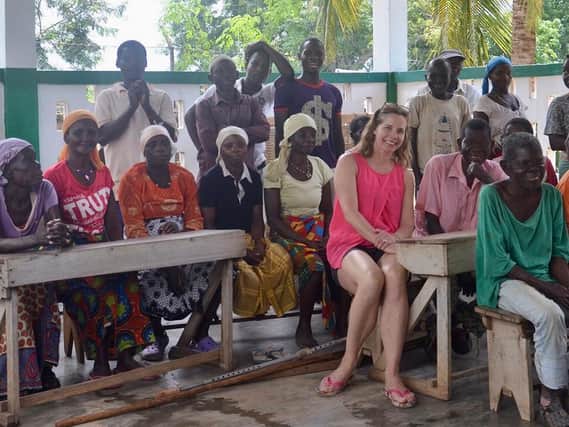 Darcey Bussell with a leprosy affected community in Mozambique