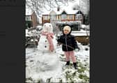 Niks Kļeščov's daughter with her snowman on Eastfield Road.