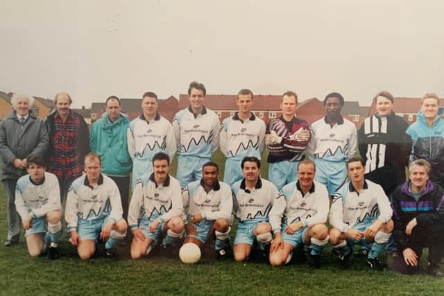 The 1993-94 Peterborough Sports team. Stephen Cooper is on the right of the back row.
