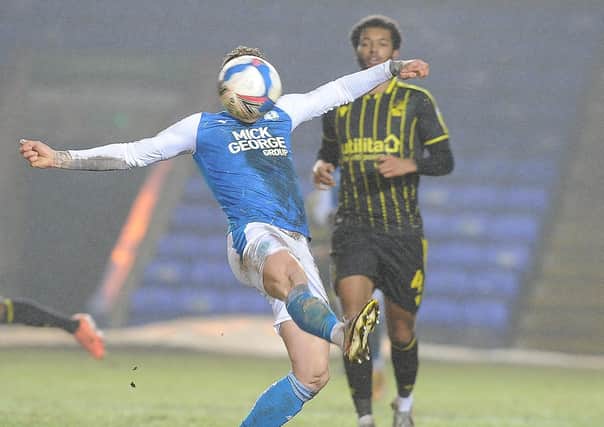 We think it's Sammie Szmodics behind the ball during the 0-0 draw between Posh and Bristol Rovers. Photo: David Lowndes.