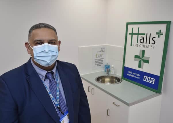 Shabbir Damani at the Halls The Chemist Covid vaccination clinic to open shortly at Orton Wistow.