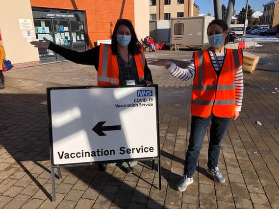 Cambridgeshire Fire and Rescue teams have been helping at vaccine hubs across Cambridgeshire. Pic: Cambs Fire and Rescue