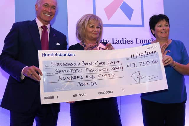 Carol Collier with Dr Hilary and Breast Care Nurse Specialist, Claire Hall in 2019