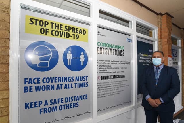 Shabbir Damani outside the vaccination clinic at Orton Wistow.