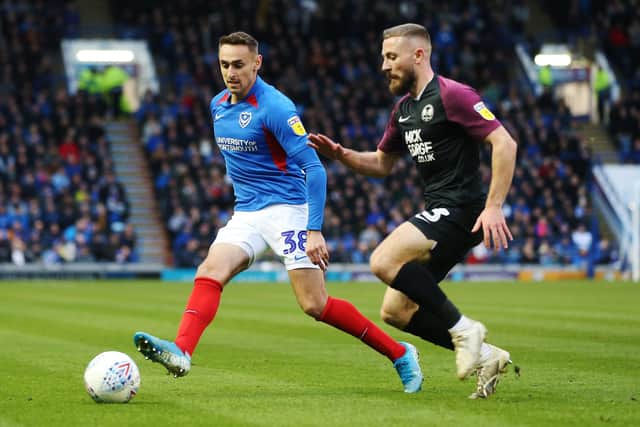 Dan Butler in action for Posh against Portsmouth.
