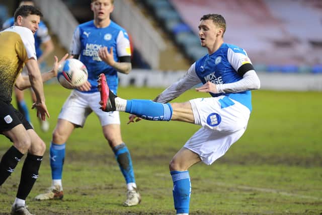 Jack Taylor in action for Posh against Crewe. Photo: David Lowndes.
