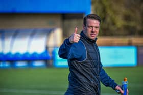 A thumbs up from Peterborough Sports manager Jimmy Dean at Oxford City. Photo: James Richardson.