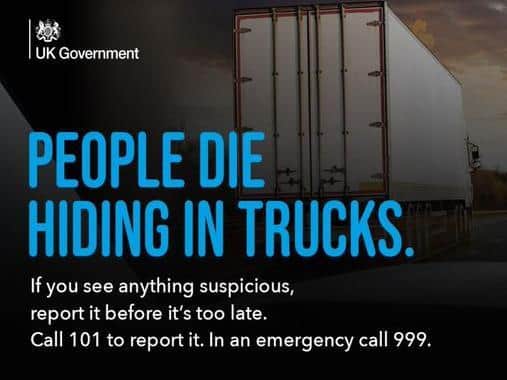 The billboard highlights the dangers victims of people smuggling face
