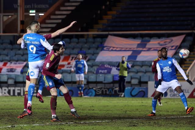 Jonson Clarke-Harris equalises for Posh against Ipswich. Photo: Joe Dent/theposh.com.