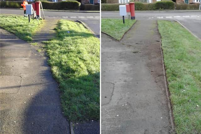 A big change after the cleaning team's recent visit to Kesteven Road, Stamford. EMN-211002-165056001