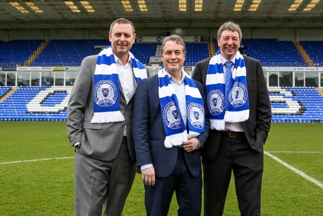 Generous Posh co-owners, from left, Darragh MacAnthony, Stewart Thompson and Dr Jason Neale.