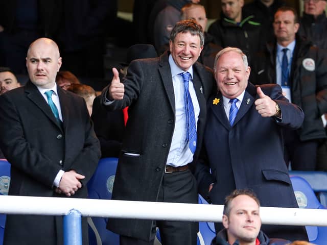 Posh co-owner Dr Jason Neale (centre) with director of football Barry Fry (right).