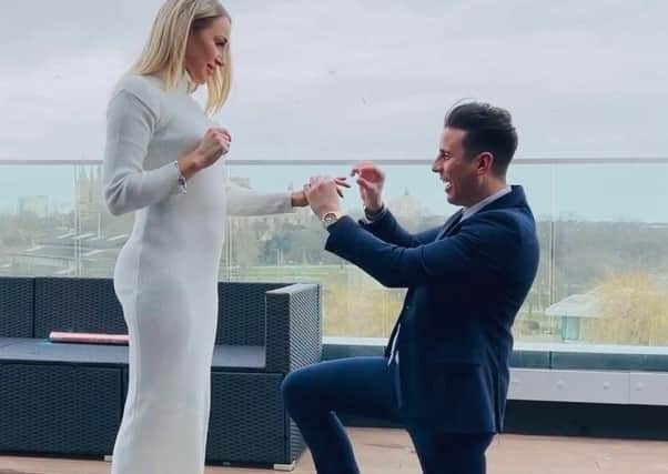 Joseph Valente and Megan Clarke announce their engagement.