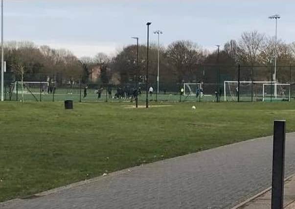 Football pitches at Bushfield Leisure Centre being used at the weekend.