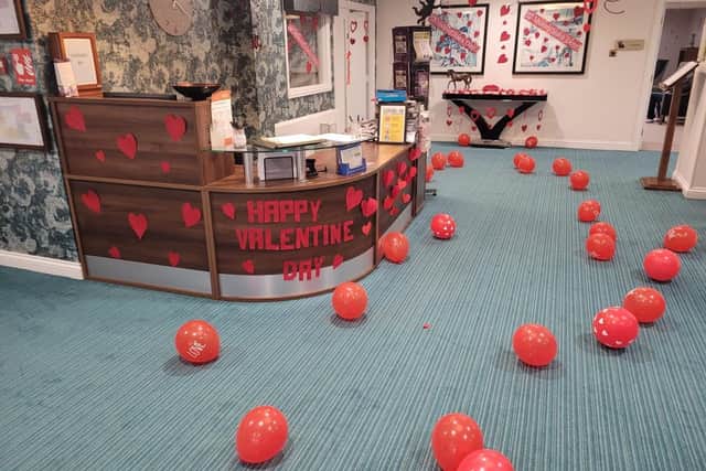 Valentine's Day celebrations at Longueville Court Care Home.