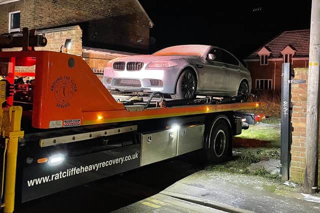 The stolen BMW recovered from St Martins Street.